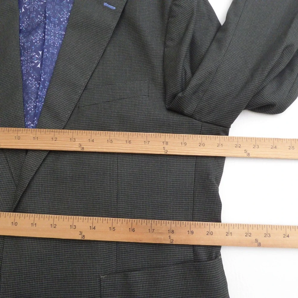 TailorByrd Mens Blazer Green Houndstooth Check Two Button Sport Coat 42S